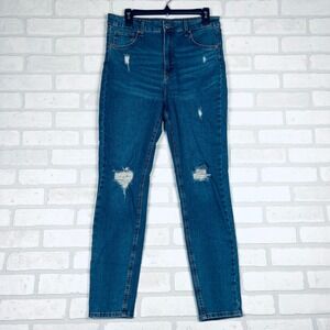 Wild Fable Highest Rise Skinny Jeans Medium Wash Distressed Ripped Blue Size 12